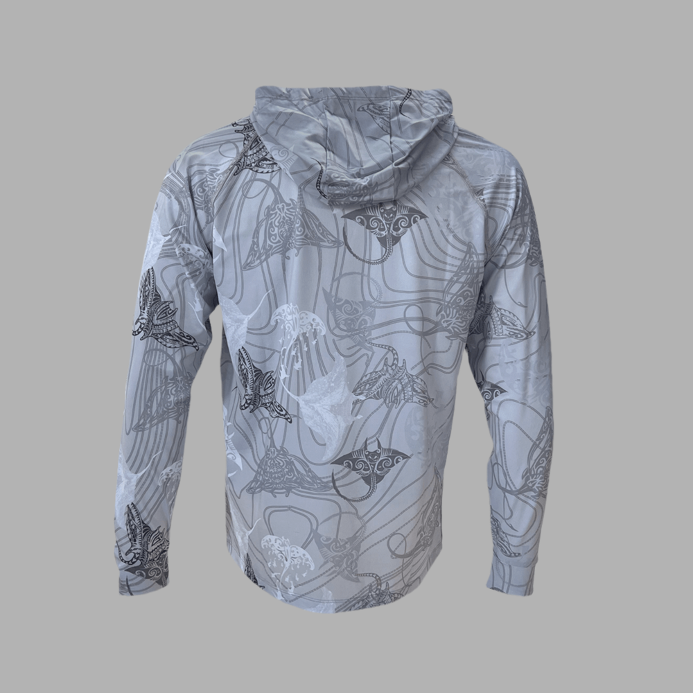 Tasman Men's Hooded Long Sleeve Manta Grey UV Protected Shirt