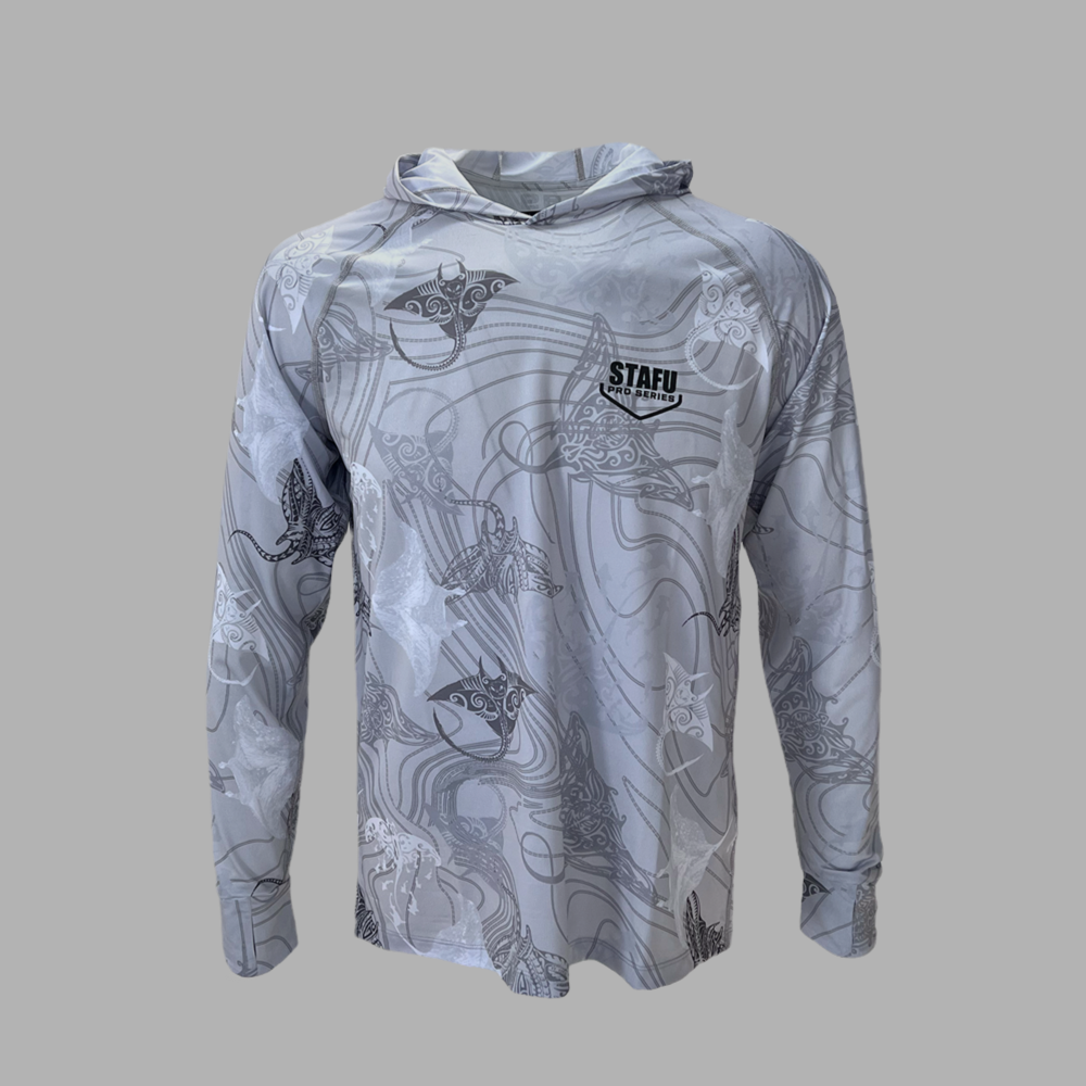 Tasman Men's Hooded Long Sleeve Manta Grey UV Protected Shirt