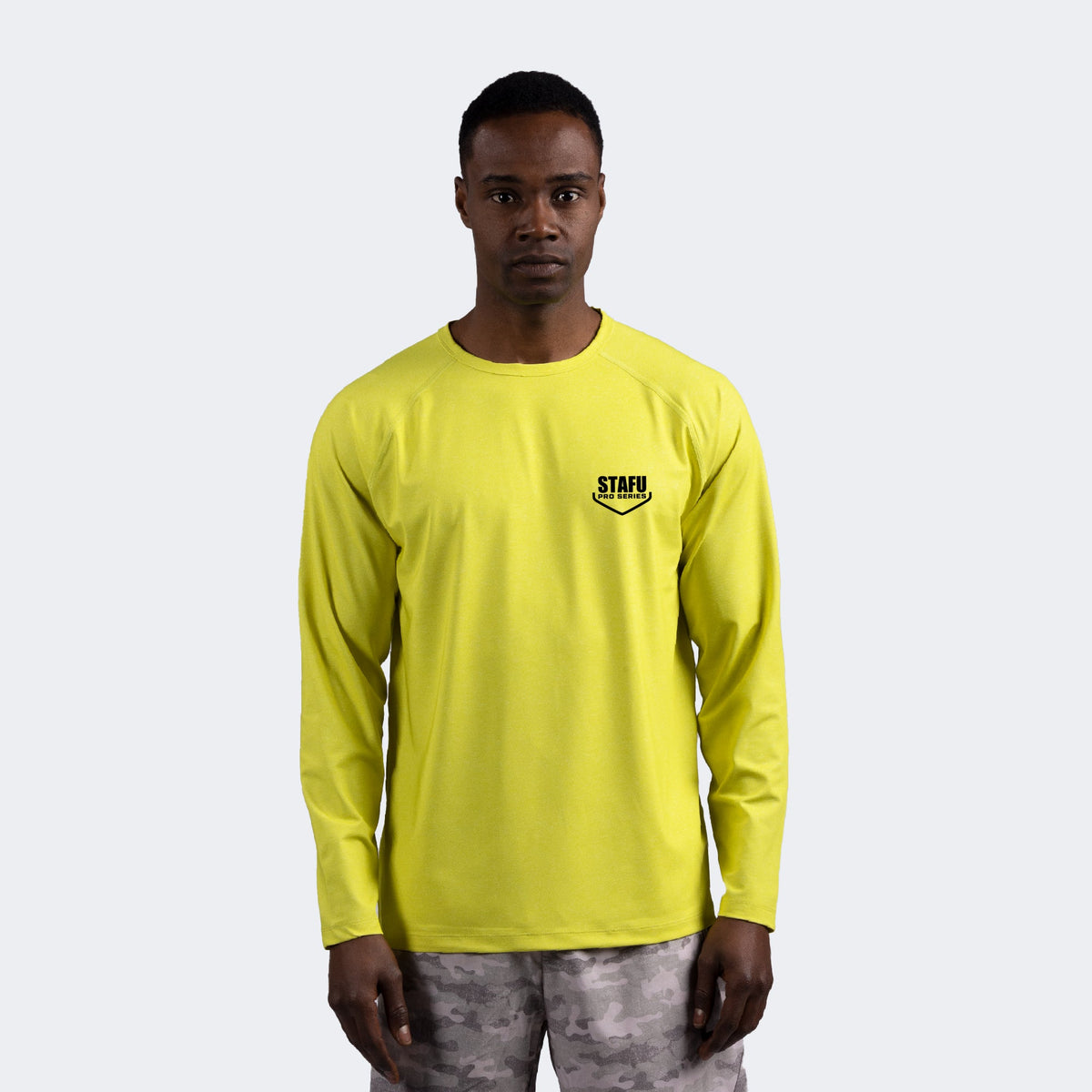 Cyclone Men's Long Sleeve Crew Neck Fisherman Sailor Neon Yellow UV Protected Shirt