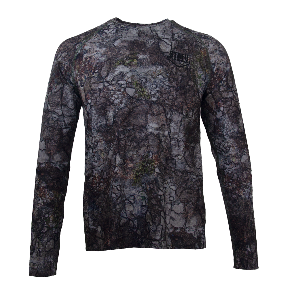 Orlok Men's Crew Neck Long Sleeve UV Protected Shirt -  Dark Stone Camo