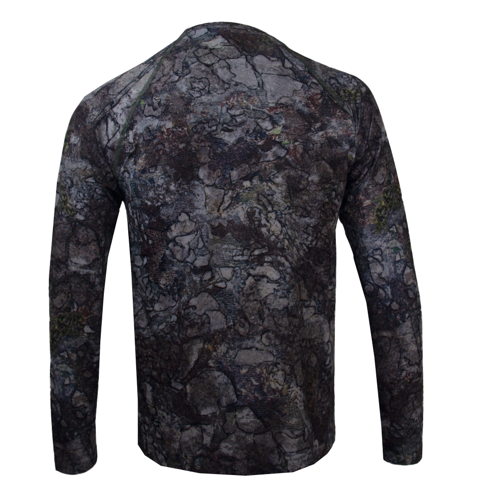 Orlok Men's Crew Neck Long Sleeve UV Protected Shirt -  Dark Stone Camo