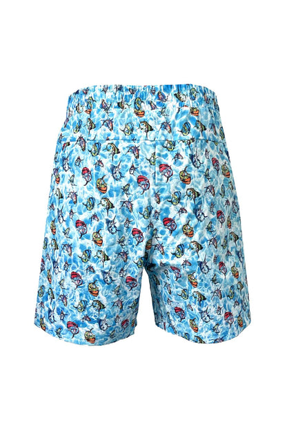 Salty Dog v2 Men's Fast Drying Cartoon Patterned Blue Swimshort