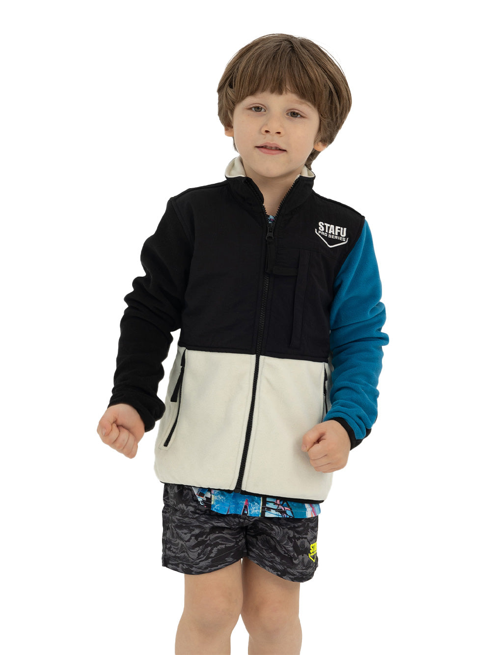 Indus Junior Black Blue White Polar Jacket