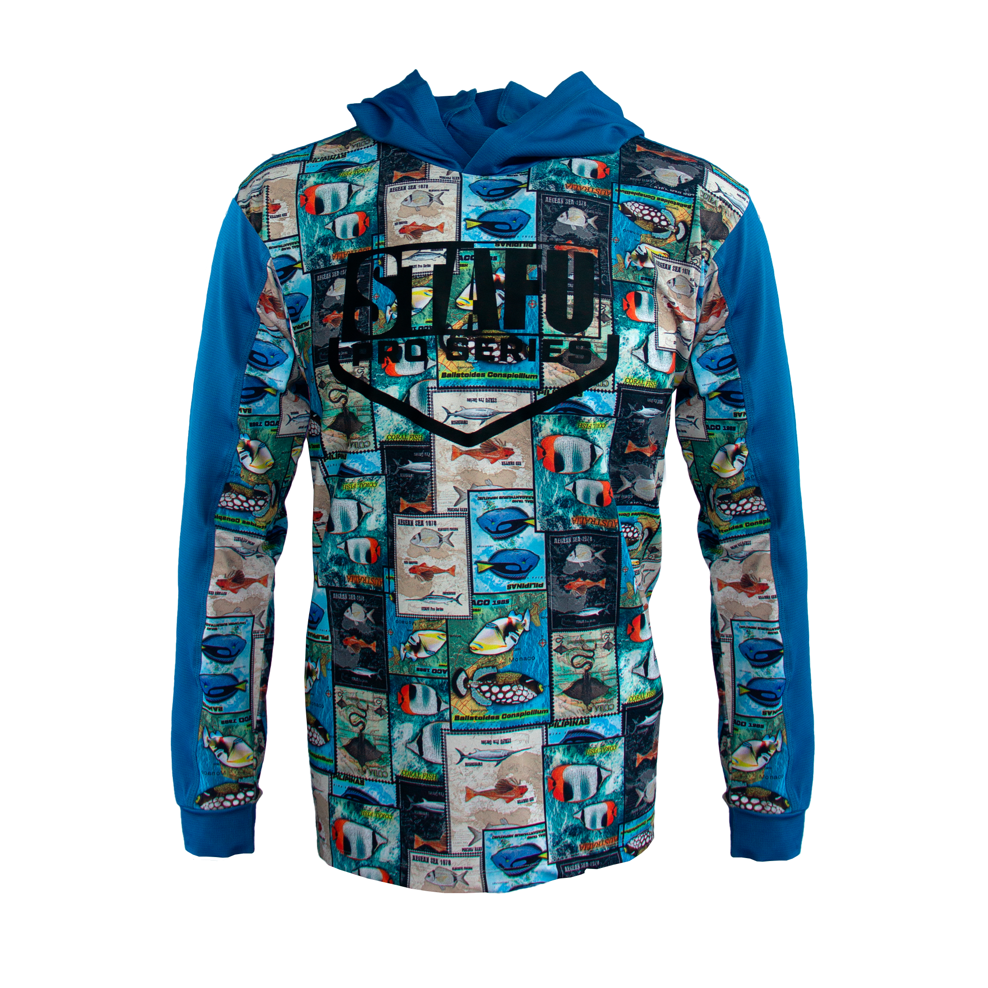 Outrigger Men's Hooded Long Sleeve Fisherman Sailor Stamp Patterned UV Protected Shirt