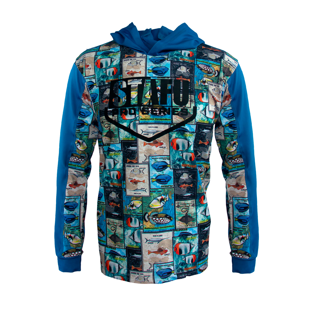 Outrigger Men's Hooded Long Sleeve Fisherman Sailor Stamp Patterned UV Protected Shirt