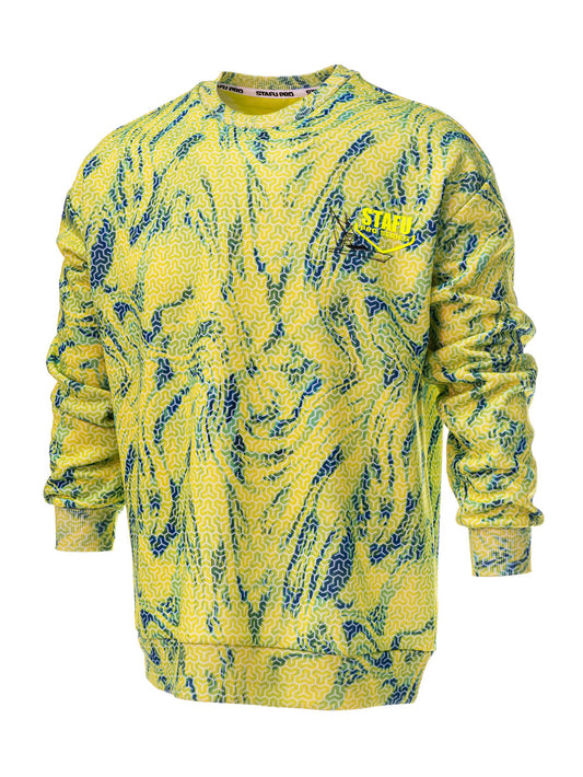 Retro Yuvarlak Yaka Sweatshirt - Trophy Lime