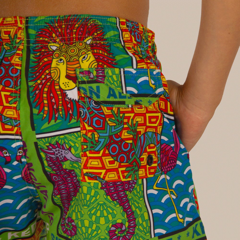 Salty Dog Jr. Fast Drying Eye Of the Tiger Patterned Swimshort