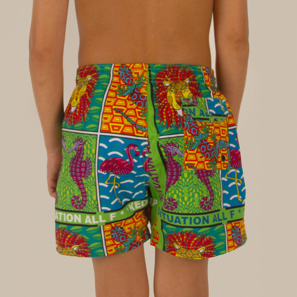 Salty Dog Jr. Fast Drying Eye Of the Tiger Patterned Swimshort