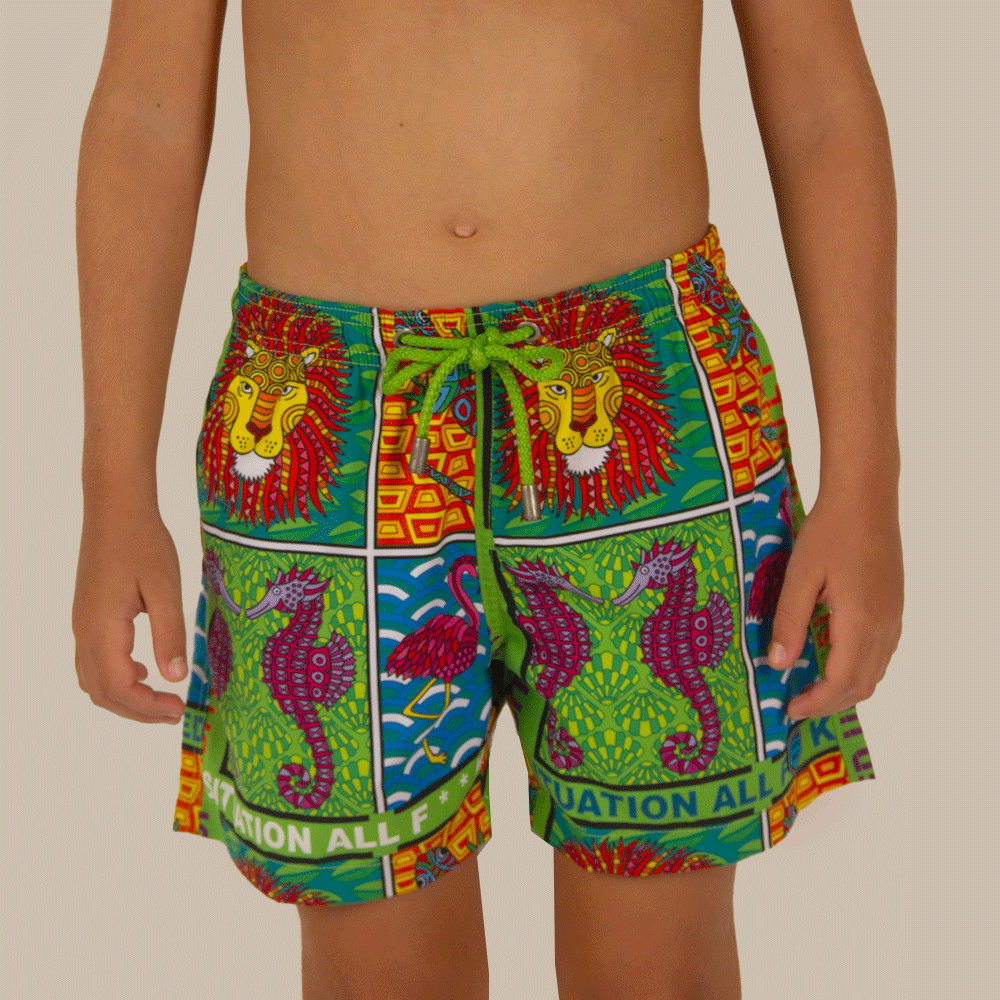 Salty Dog Jr. Fast Drying Eye Of the Tiger Patterned Swimshort