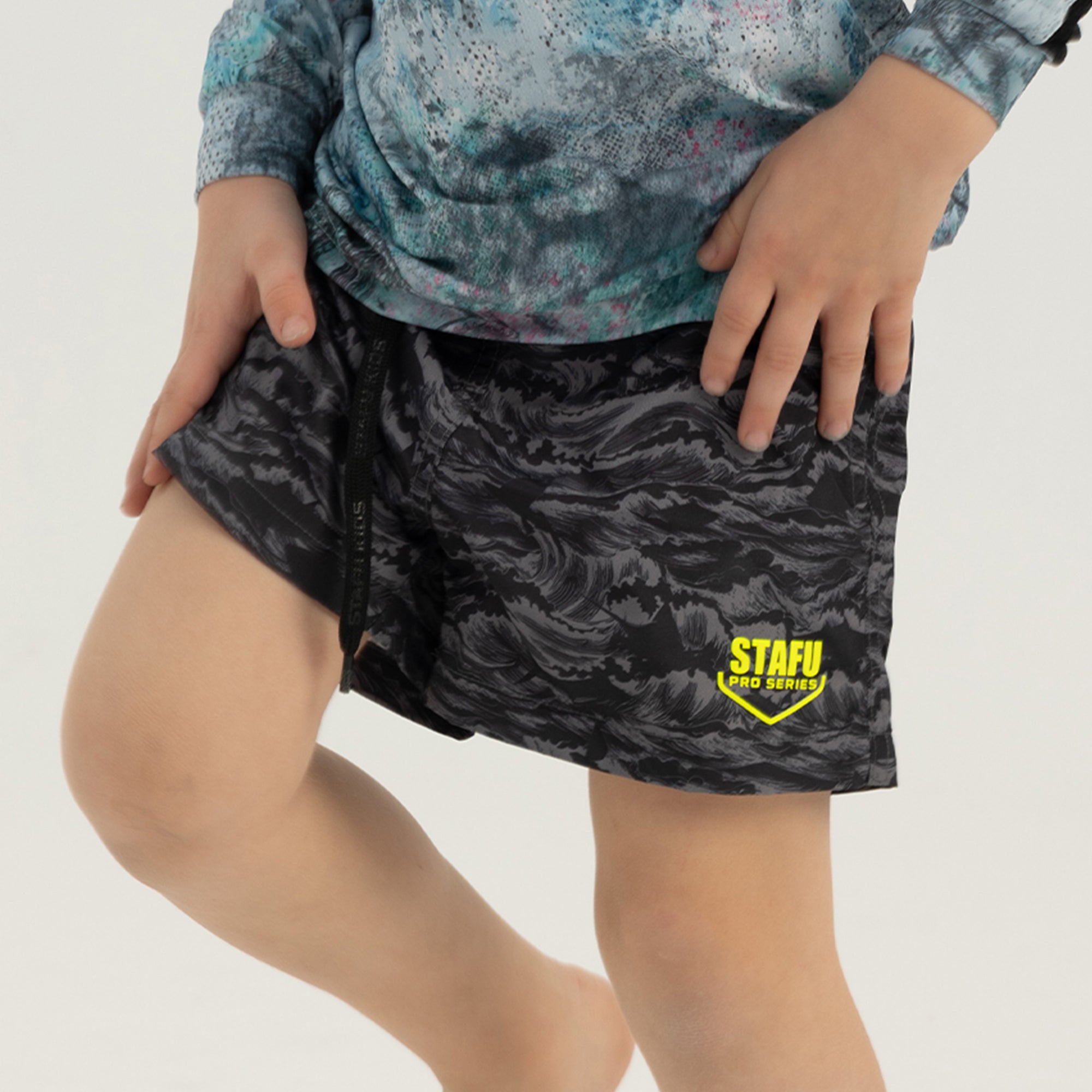 Salty Dog Junior Fast Drying Signature Patterned Black Swimshort