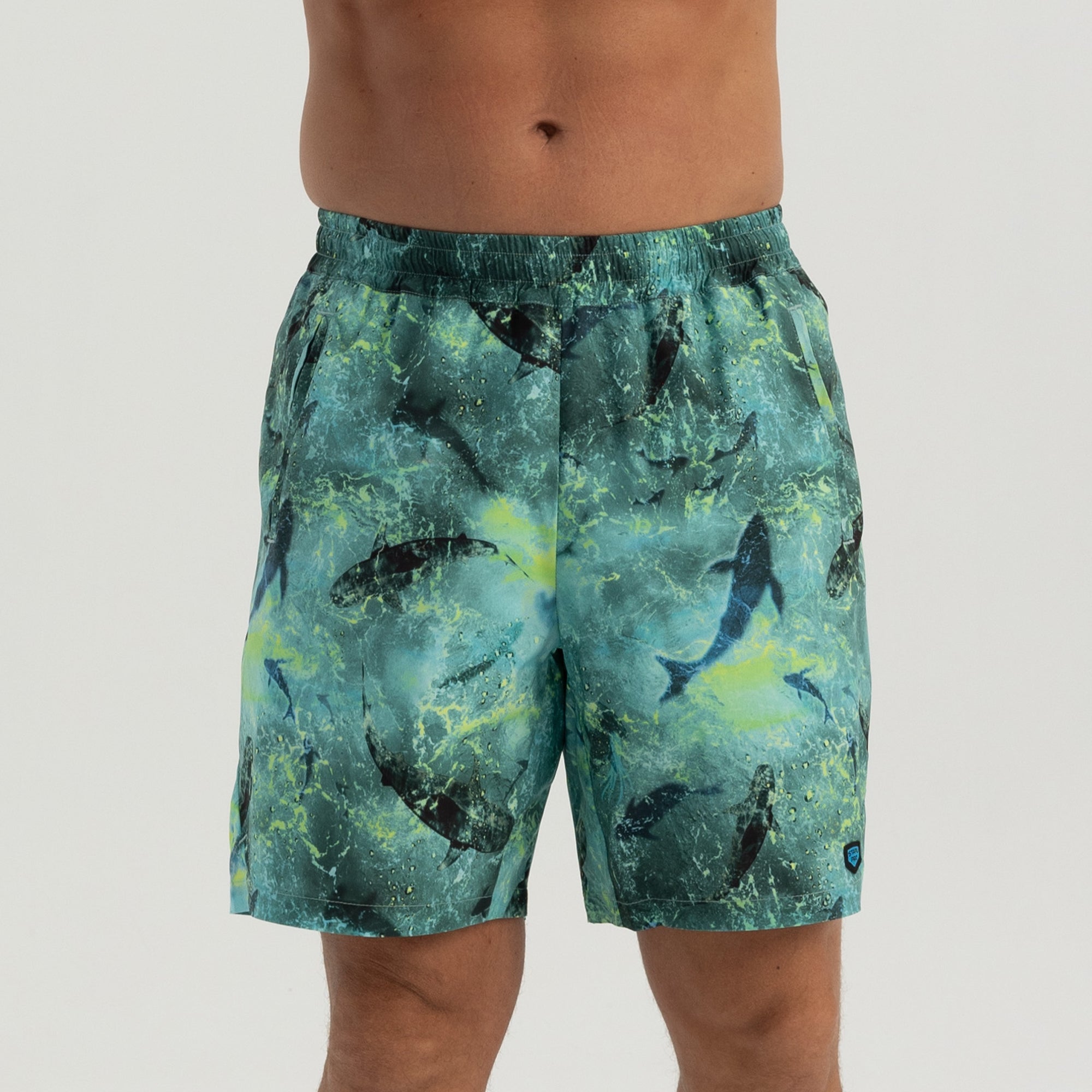 Salty Dog v2 Men's Fast Drying Shark Patterned Green Lime Swimshort