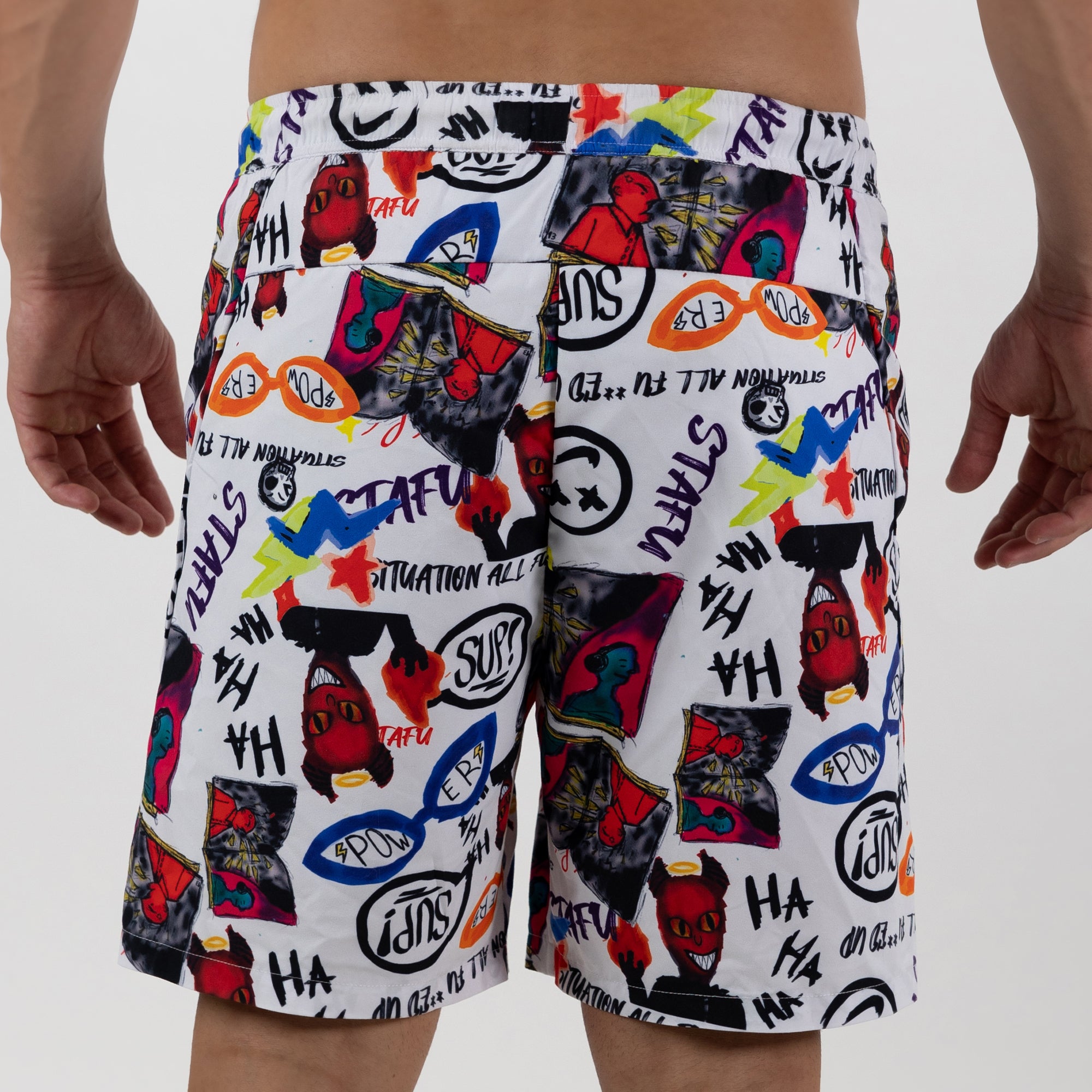 Salty Dog V3 Men's Fast Drying Devil Patterned White Swimshort