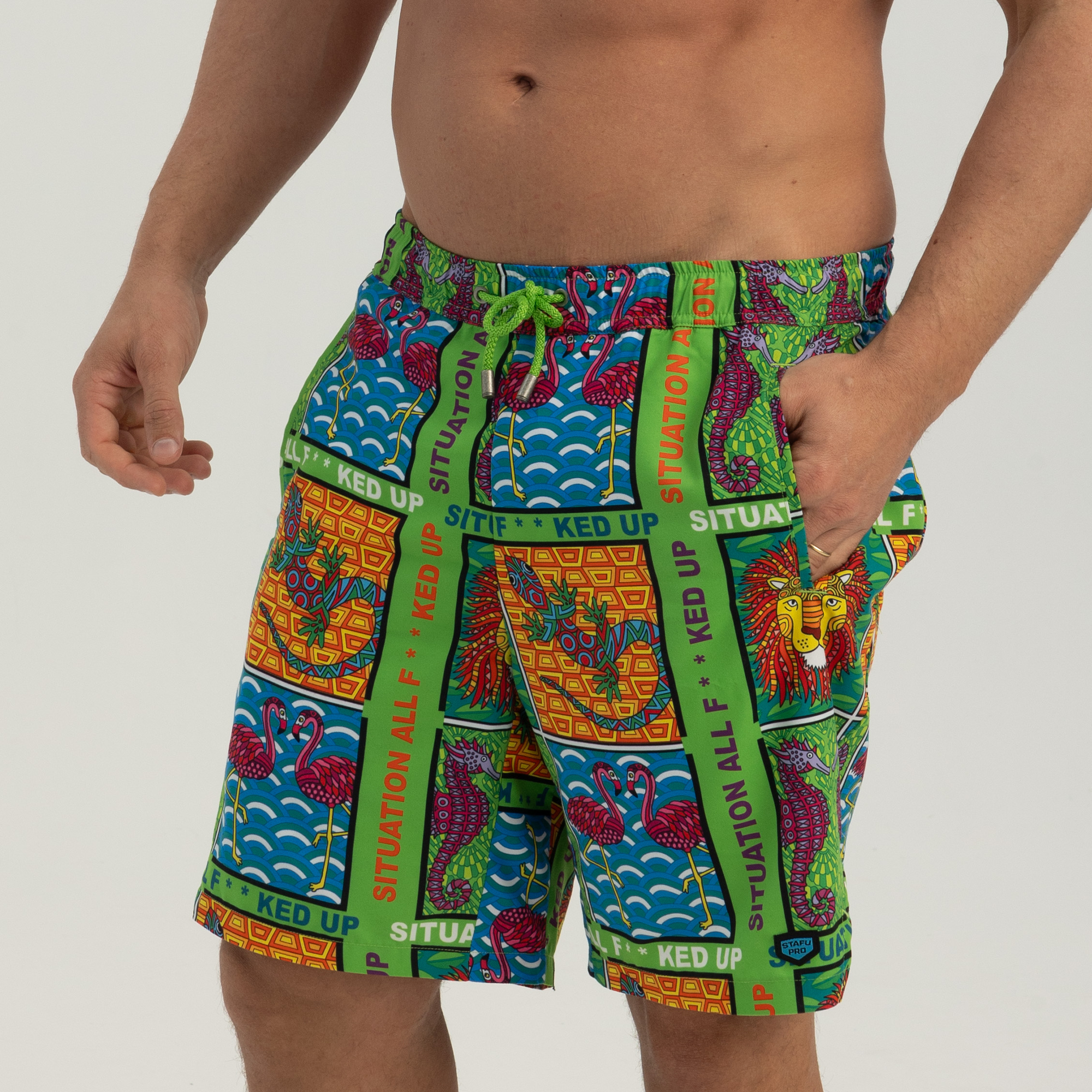 Salty Dog V3 Men's Fast Drying Eye Of the Tiger Patterned Swimshort