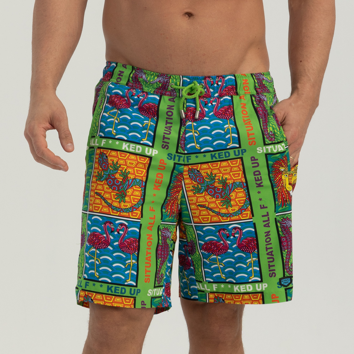 Salty Dog V3 Men's Fast Drying Eye Of the Tiger Patterned Swimshort