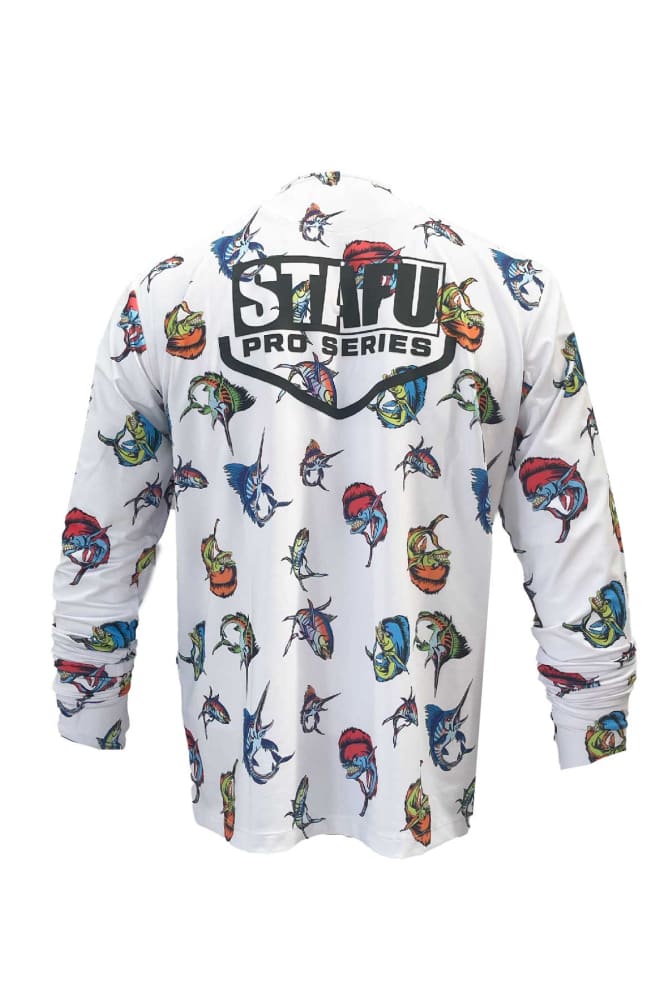 Apex v2 Men's Long Sleeve Crew Neck Fisherman Sailor Cartoon Patterned White UV Protected Shirt