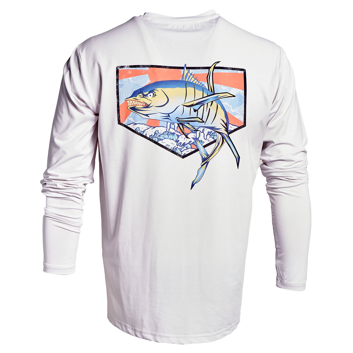 Apex v2 Men's Long Sleeve Crew Neck Fisherman Sailor Tokyo Drift Patterned White UV Protected Shirt